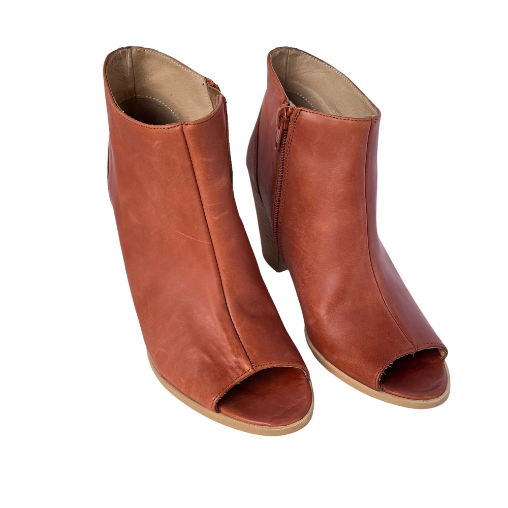 Alex + Alex Peep Toe Rust Leather Booties Women Size EU39/9 - Picture 2 of 6
